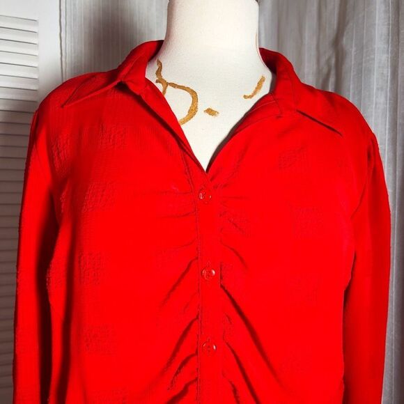 Claudia Richard | Women’s | Blouse | L | Vintage Red Button Down Textured Top - Picture 2 of 5